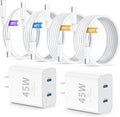iPhone 16 15 Pro Max Charger Fast Charging, 45W Dual Port USB C Fast Charger by QZIIW