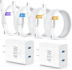iPhone 16 15 Pro Max Charger Fast Charging, 45W Dual Port USB C Fast Charger by QZIIW