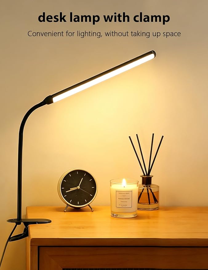 2 Pack Clip On LED Desk Lamp, 3 Lighting Modes 10 Brightness Levels, Flexible - Image 2