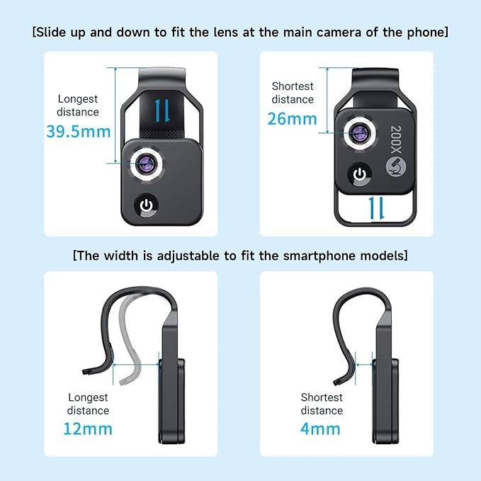 200X Phone Mini Pocket Microscope, Zoom Mobile Phone External Lens, Portable - Image 5