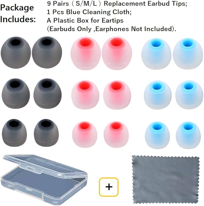 9 Pairs Earbuds Replacement Tips SML, Soft Comfortable Silicone Earbud Tips Fit - Image 2