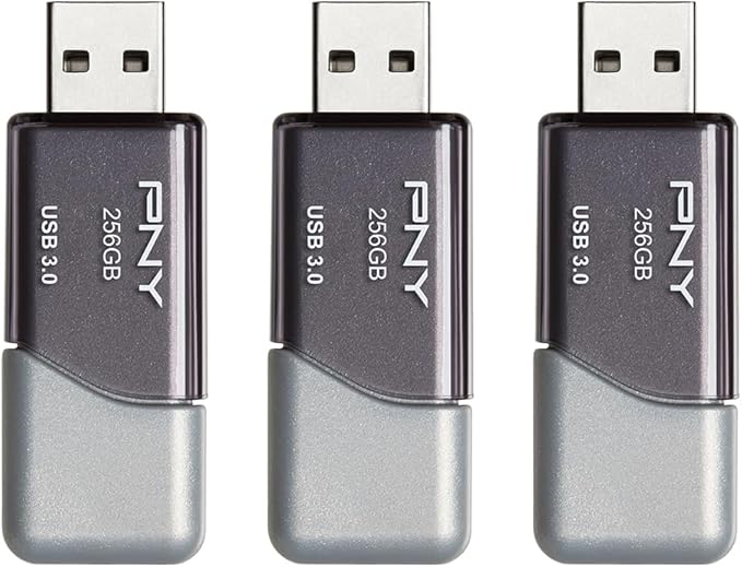 PNY 256GB Turbo Attaché 3 USB 3.0 Flash Drive 3-Pack – Grey, P-FD256X3TBOP-MP - Image 3
