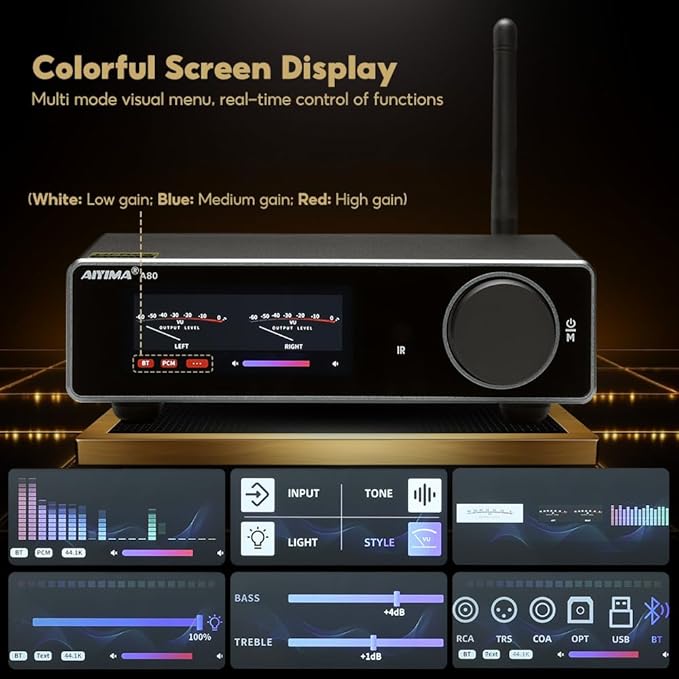 AIYIMA A80 Bluetooth Amplifier DAC Stereo HiFi Home Audio Receiver - Image 5
