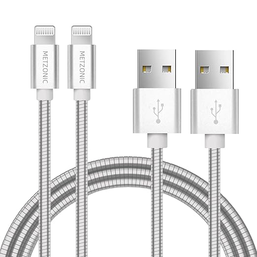 MFi Certified Charger Cable Metal Braided USB Cable by METZONIC