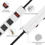 JUNNUJ Metal 12 Outlet Power Strip, Mountable Heavy Duty Power Strip, 1200J - Image 4