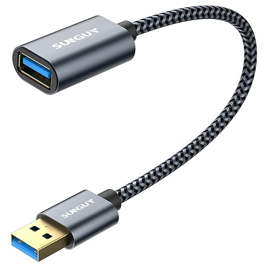 SUNGUY 5Gbps USB 3.0 Extension Cable, 1FT USB A Male to Female Extender Cord by SUNGUY