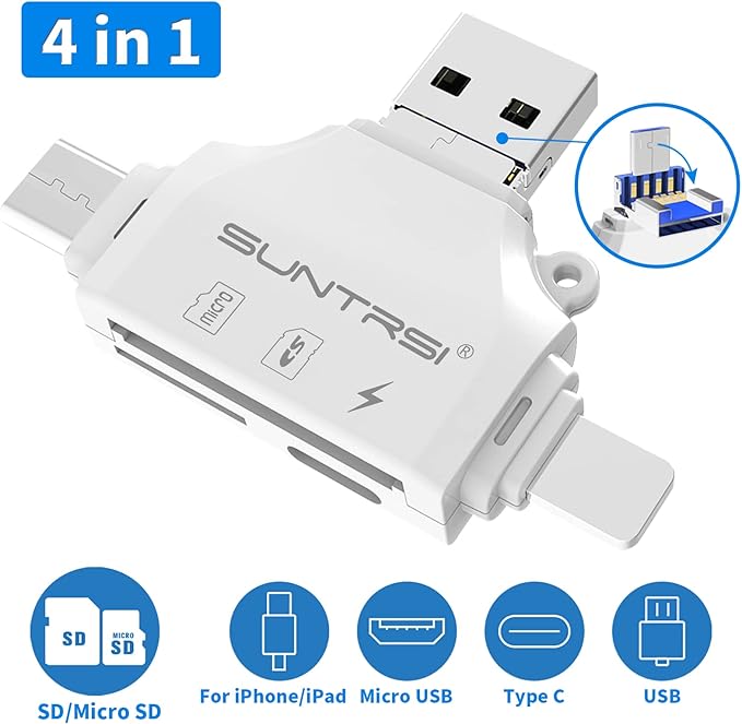 SD/Micro SD Card Reader for iPhone/ipad/Android/Mac/Computer/Camera, Portable - Image 2