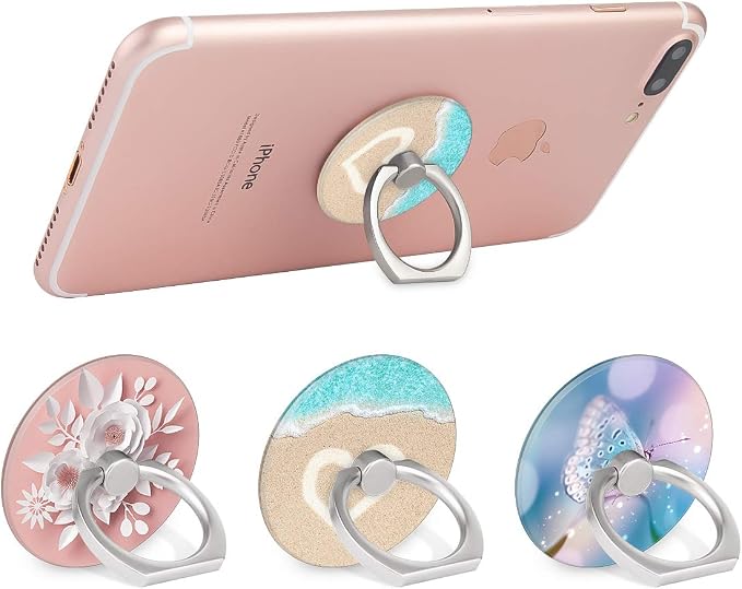 Bonoma Phone Ring Holder, 3 Pack Beach Flowers Butterfly Universal Finger Ring - Image 3