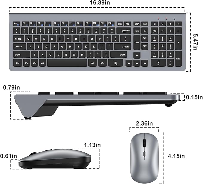Wireless Keyboard and Mouse Combo, Ultra Slim Design Full Size Keyboard and 3 - Image 8
