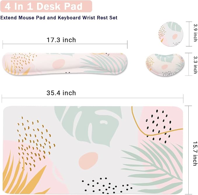 Keyboard Mouse Pad Set, Extended Mouse Pad+Keyboard Wrist Rest Support - Image 2