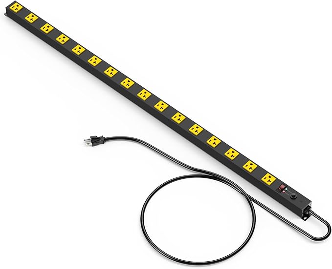 JUNNUJ Long Metal 16 Outlet Power Strip, Heavy Duty Power Strips Surge by JUNNUJHome