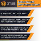 GTSE White Nylon Plastic Cable Clamps, 3/16" Screw Mounts - Image 6