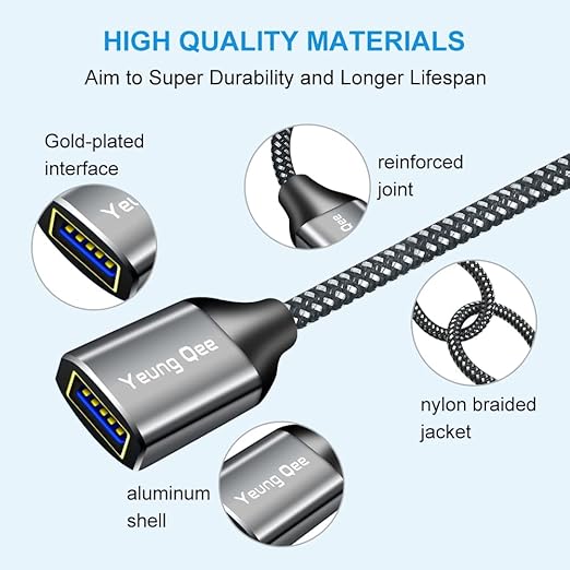 USB 3.0 Extension Cable 1.5 ft, 5Gbps High Speed USB 3.0 Type A Male to Female - Image 4