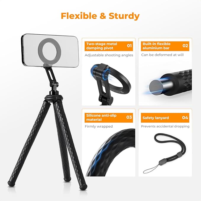 K&F Concept Flexible Tripod, Magnetic Flexible Phone Stand - Image 5