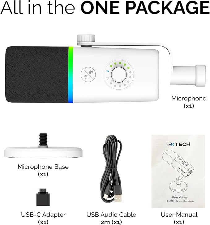 IXTECH Gaming USB Microphone for PC, Noise Cancellation Condenser Mic for - Image 9