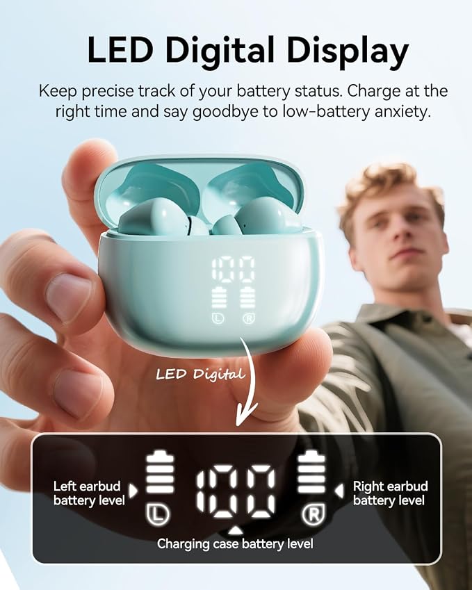 Wireless Earbuds, Deep Bass Stereo Sound, 40 Hours Playtime, Lightweight in-Ear - Image 6
