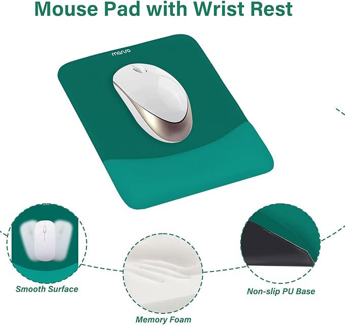 MOSISO Wrist Rest Support for Mouse Pad&Keyboard Set, Rectangular Ergonomic - Image 3