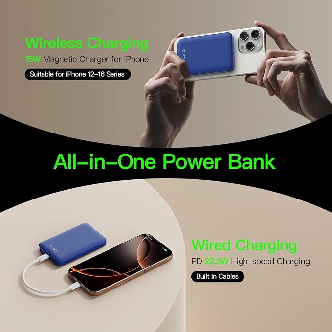 2025 Magnetic 15W Power Bank for iPhone, 5000mAh Magsafe Battery Pack - Image 3