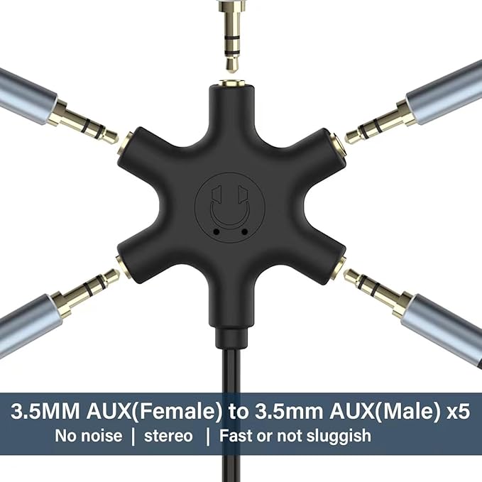 Multi Headphone Audio Splitter, 5-Way 3.5mm Jack Stereo Headset Adapter to - Image 6