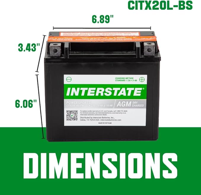 Interstate Batteries YTX20HL-BS 12V 18Ah Powersports Battery 270CCA - Image 4