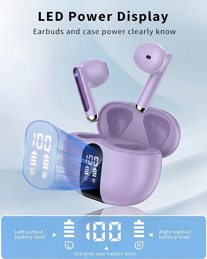Wireless Earbuds, 2026 Bluetooth 5.4 Headphones Bass Stereo Ear Buds - Image 2