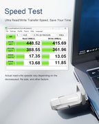 256GB USB C Flash Drive Up to 450MB/s USB 3.2 Solid State Thumb Drive Type-A + - Image 4