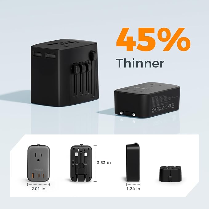TESSAN Travel Adapter 009, PD 20W Universal Power Adapter 2 USB C 1 USB A - Image 3