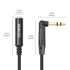 HUAELU 2Pack 6FT Right Angle 6.35mm TRS Stereo Male to Female Audio Cable - Image 3