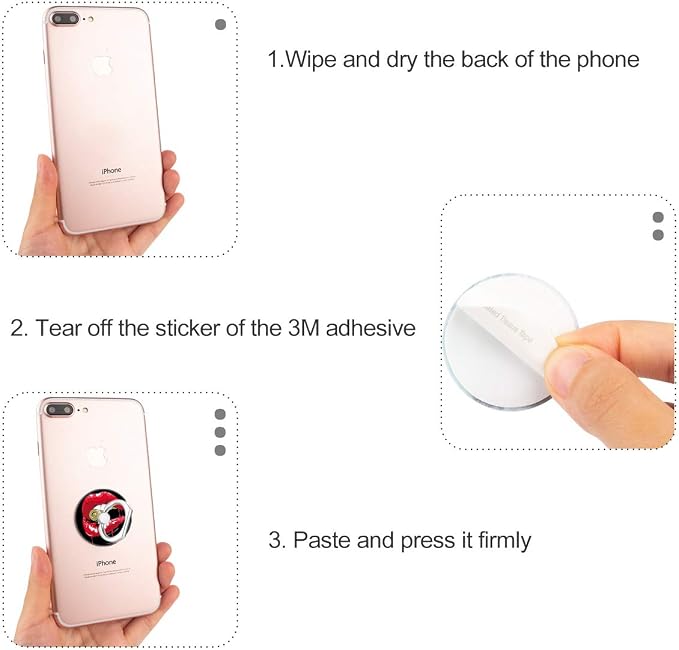 Bonoma Phone Ring Stand, 3 Pack Lips 360 Degree Rotation Finger Grip Stand - Image 6