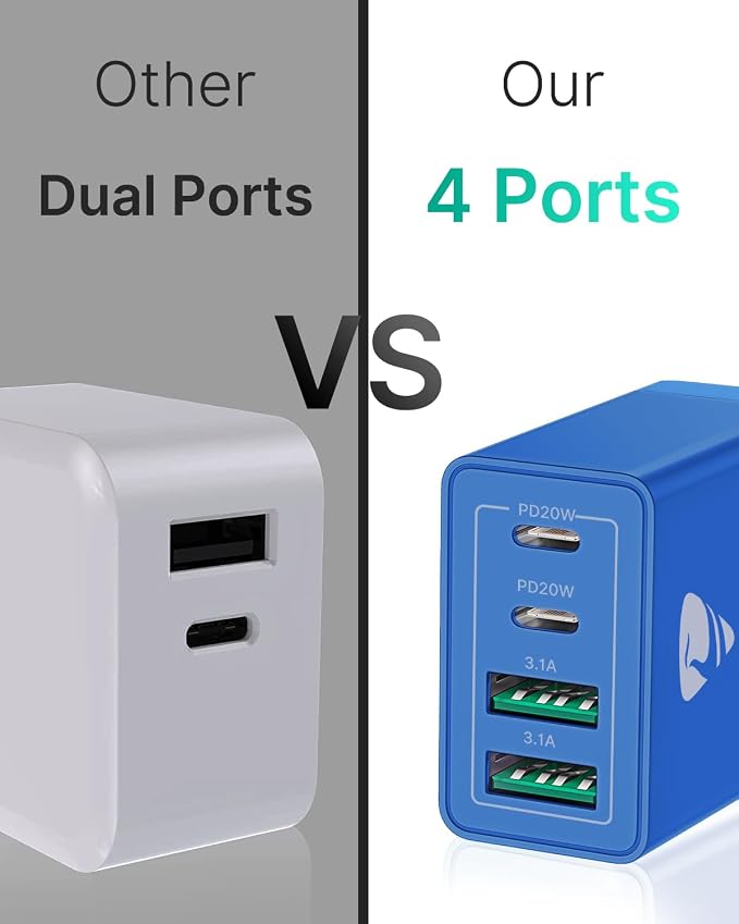 USB C Wall Charger, 40W Fast USB C Charger Block, 4-Port PD + QC Wall Plug - Image 5