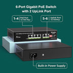 6-Port Gigabit PoE Switch with 4 Port PoE, VIMIN 4-Port Unmanaged - Image 2