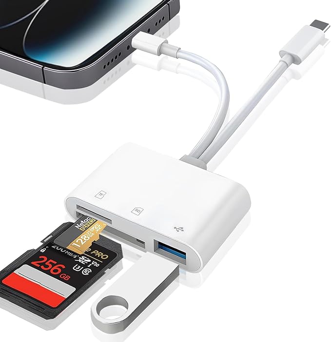 SD Card Reader for iPhone iPad Mac, USB C and Lightning Dual Connector Memory by Improveyourworkefficiency