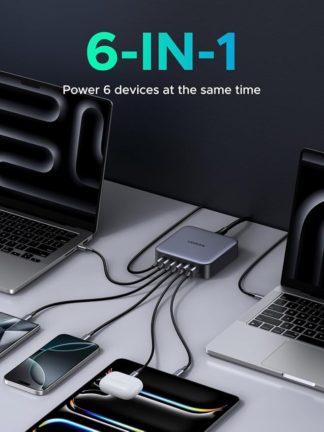 UGREEN 200W USB C Charger, Nexode 6-Port GaN Desktop Charger, USB C Charging - Image 5