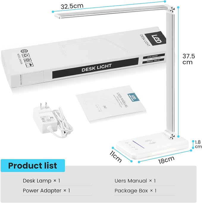 LED Desk Lamp with Night Light, Fast Wireless Charger, USB Charging Port - Image 8
