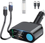 OHLPRO Retractable Car Charger Cigarette Lighter Adapter, 168W 5 in 1 Fast by OHLPRO