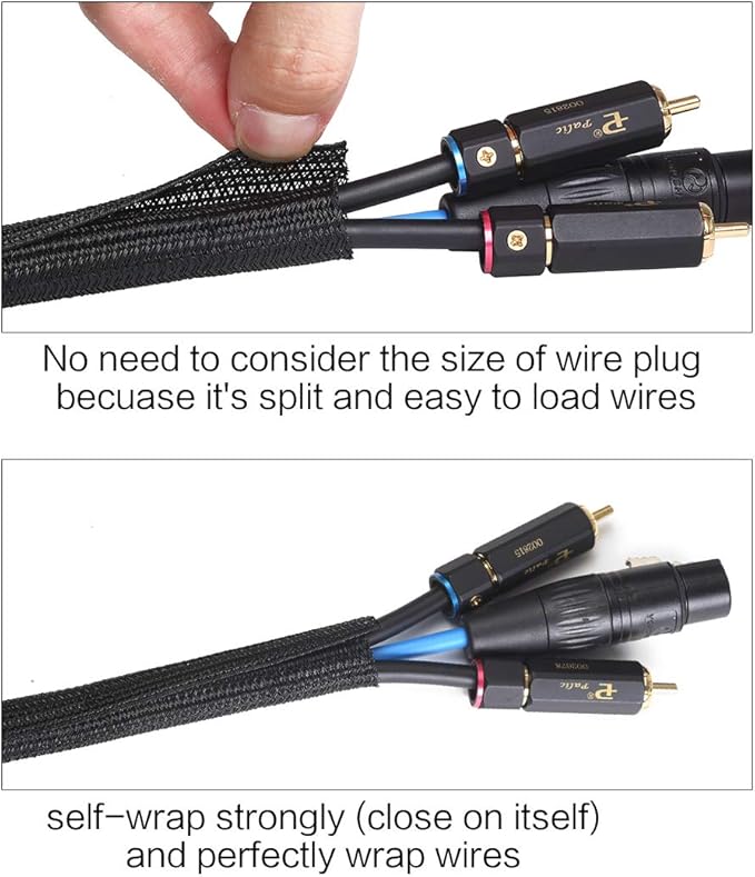 Alex Tech 10ft - 3/8 inch Cord Protector Wire Loom Tubing Cable Sleeve Split - Image 2