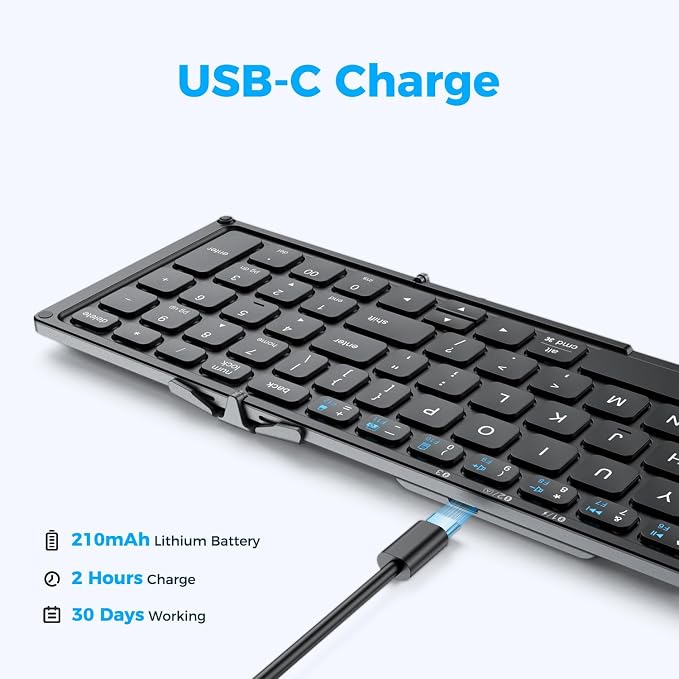 iClever Portable Keyboard, BK09 Foldable Bluetooth Keyboard - Image 6