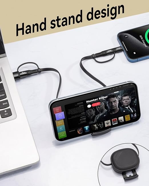 5 in 1 Retractable iPhone Fast Charging Cable, Samsung S24 S23, Tablet & More - Image 7