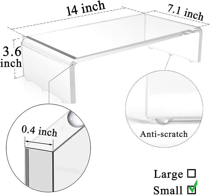 Clear Monitor Stand Riser, Computer Monitor Stand/Acrylic Monitor Riser - Image 4