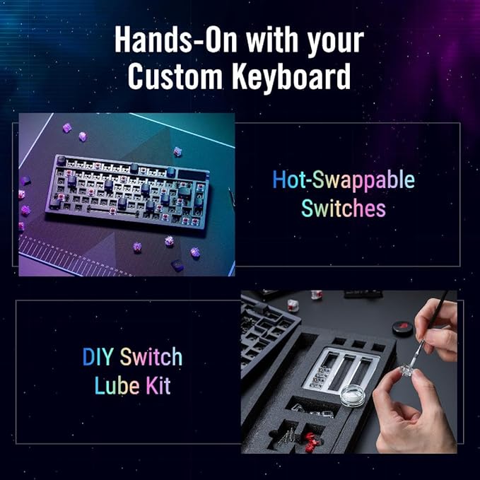 ASUS ROG Azoth 75 Wireless DIY Custom Gaming Keyboard, OLED Display, - Image 7