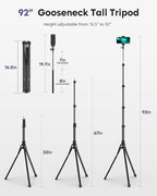 Aureday Phone Tripod, Remote and Phone Holder, Overhead & Selfie Stick - Image 5