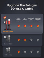 AINOPE USB C Fast Charging Cable 3.1A Right Angle 10ft/3m USB to USB C Cable - Image 2