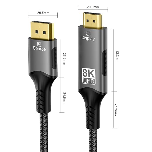 FDBRO 8K DisplayPort to HDMI Cable Active 8K@60Hz 4K@120Hz 32.4Gbps, - Image 7
