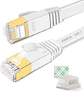 Cat 7 Flat Ethernet Cable 50ft White, High Speed 10GB Shielded LAN Internet by XINCA