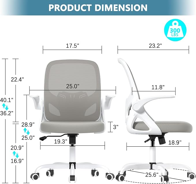 Home Desk Chair with Back Supportive Lumbar Support, Breathable Double Mesh - Image 2