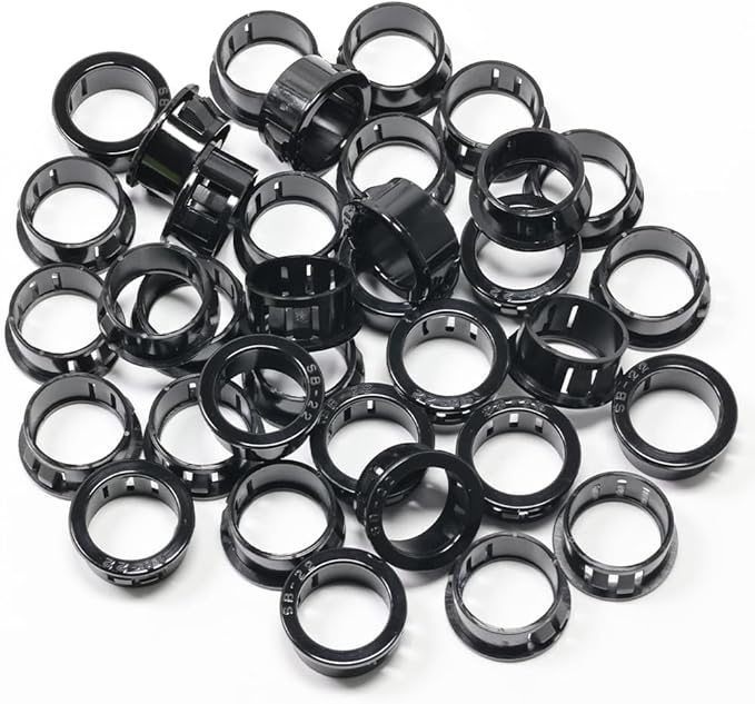 7/8" Black Snap-in Knockout Insulating Bushing Grommets, Plastic Cable Hole by EASYEAH