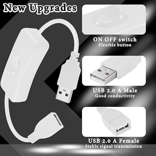 4PCS USB Power Switch Cable USB 2.0 A Male to Female Extension Cord On/Off - Image 2