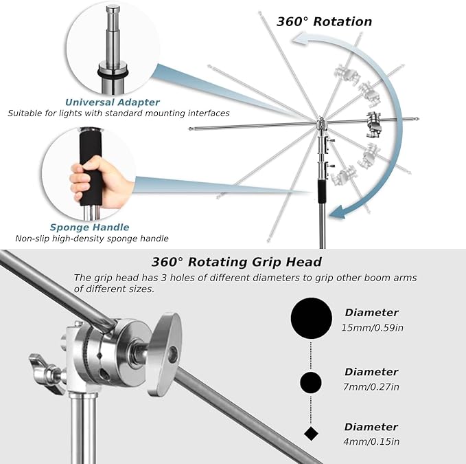 Heavy Duty C Stand with Boom Arm, Stainless Steel Heavy Duty Photography Light - Image 4
