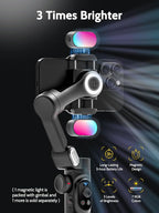 3-Axis Gimbal Stabilizer for Smartphone w/RGB Magnetic Fill Light Phone Gimbal - Image 2