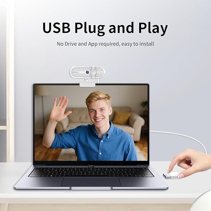 TOALLIN 2K Webcam for PC, Built-in Mic, 90° Wide Angle Webcam - Image 7